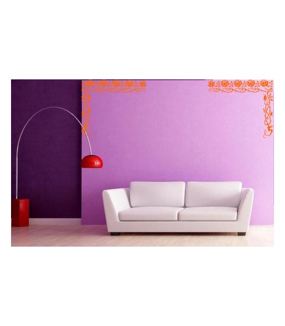 Rose flowers border corner wall decal, living room decorative wall sticker, wall graphics.