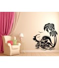 Beach coconut trees and sea waves wall sticker.