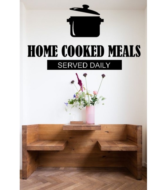 Home cooking meals served daily wall decal, dinning room wall sticker.