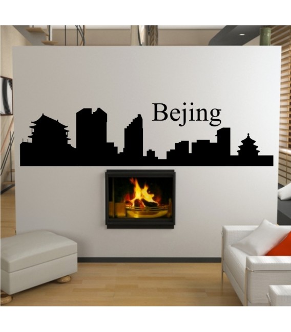 Bejing city skyline wall decal, living room wall sticker.