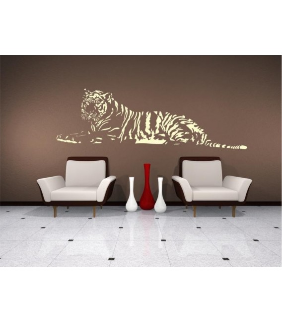Laying Tiger decorative wall art sticker, tiger wall decal.