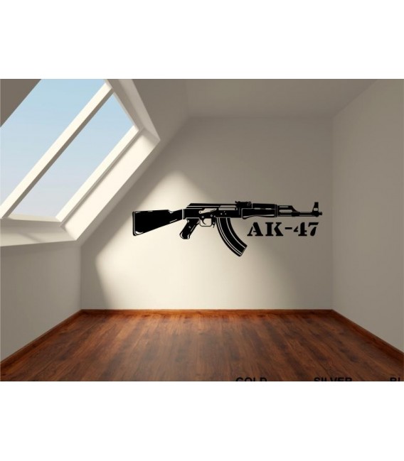AK-47 machine gun wall art sticker decal, AK-47 wall decal.