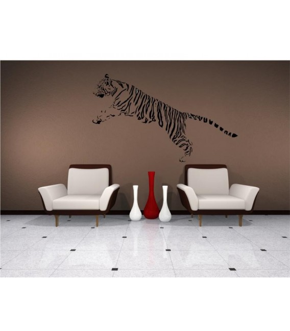 Jumping Tiger decorative wall art sticker, tiger wall decal.