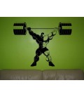 Athletic man lifted barbells up as wall sticker.