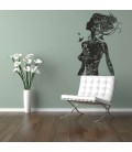  Woman with flowers and butterflies wall art sticker.