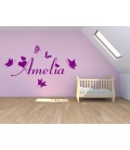 Butterfly personalised girls bedroom wall decal.
