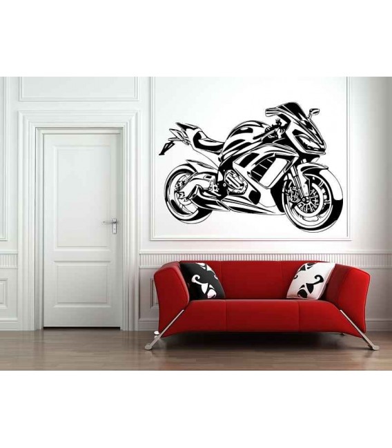 Motorbike and motorcyclist, boys bedroom wall art stickers.