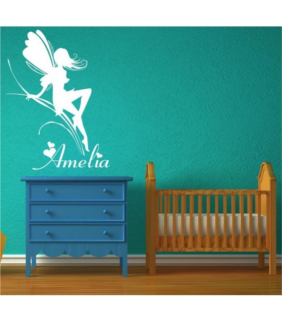 Fairy and butterflies wall sticker for girl bedroom.