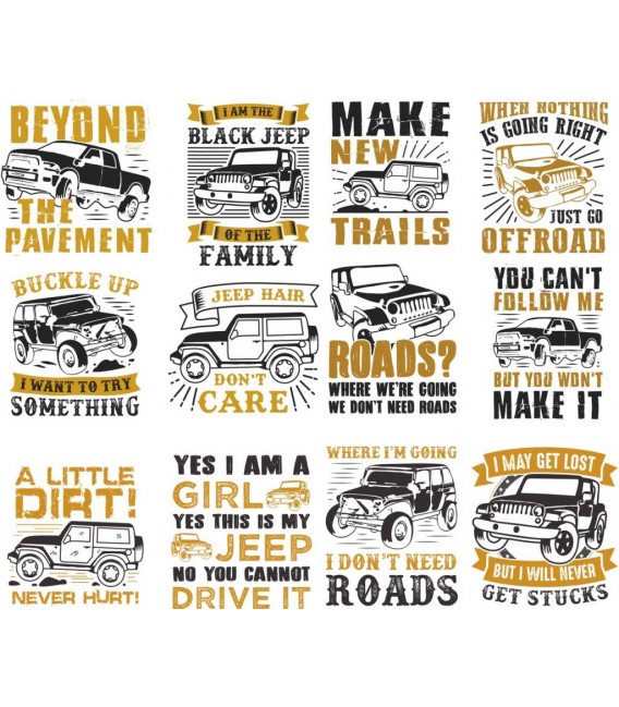 Off-road Jeep t-shirts prints vector files.