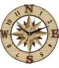 Wooden wall clock as a compass digital vector file.